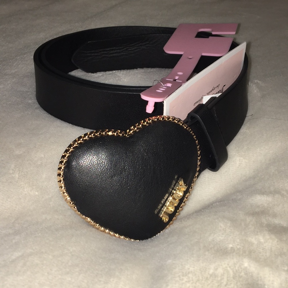 Juicy Couture Black Leather Heart Belt M/L